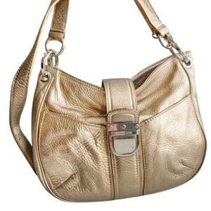 Michael Kors Metallic Gold Shoulder Bag | Y2K Convertible Crossbody Satchel EUC